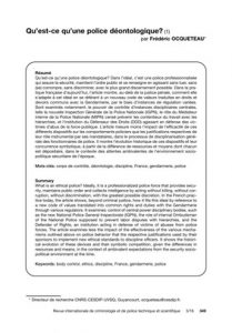 police déontologique (RICPTS-1603)