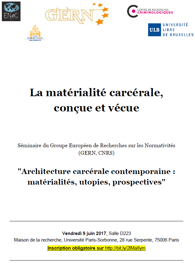 Séminaire du GERN : La matérialité carcérale, conçue et vécue
