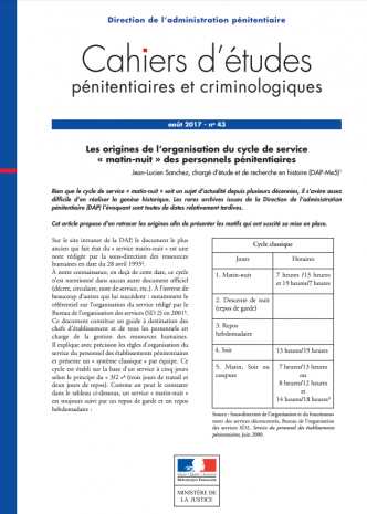 Les origines de l’organisation du cycle de service "matin-nuit" des personnels pénitentiaires